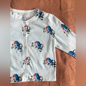 Alice + Olivia Blue and Red Parrot Cardigan